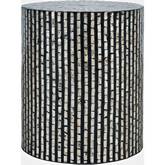 Global Archive Small Capiz Accent Side Table in Black Multi-Color